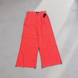Kut From The Kloth Ryan High Rise Wide Leg Linen Pants Coral Size 4 NWT